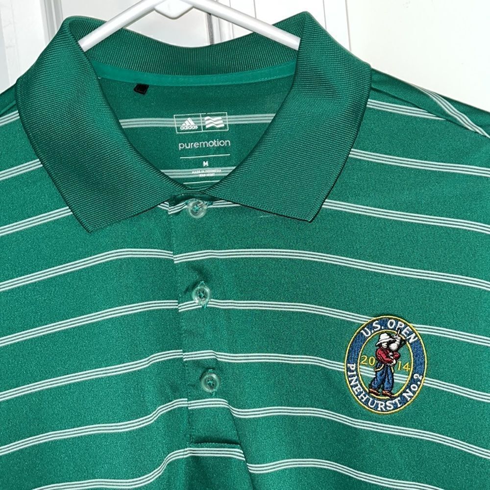 Adidas Puremotion 2014 US Open Pinehurst Putter Boy No. 2 golf polo shirt M GRN